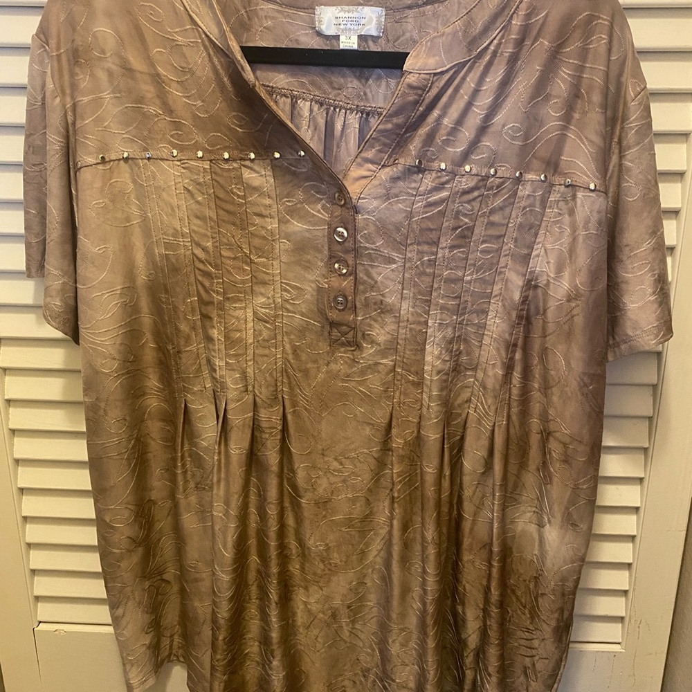 Chic Brown Women's Blouse with Button Detail